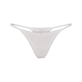 LIGHTWEIGHT COTTON POINTELLE LACE STRING THONG | SNOW PEONY PIN DOT