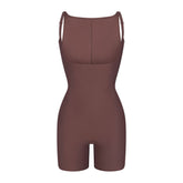 SKIMS BODY CORE SCULPT BACK SMOOTHING OPEN BUST MID THIGH BODYSUIT | COCOA
