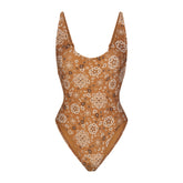 SIGNATURE SWIM SCOOP NECK ONE PIECE | ALMOND BANDANA