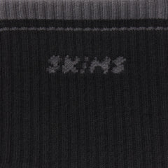 SKIMS SOCKS RIBBED CREW LOGO SOCK | ONYX AND DARK HEATHER GREY