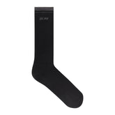 SKIMS SOCKS RIBBED CREW LOGO SOCK | ONYX AND DARK HEATHER GREY