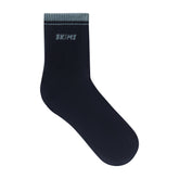SKIMS SOCKS RIBBED QUARTER CREW LOGO SOCK | NAVY AND KYANITE
