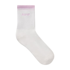 SKIMS SOCKS RIBBED QUARTER CREW LOGO SOCK | SNOW AND CHERRY BLOSSOM