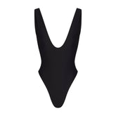 ICONIC SWIM PLUNGE ONE PIECE | OBSIDIAN