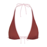 SIGNATURE SWIM HALTER PLUNGE BIKINI TOP | HENNA CONTRAST