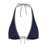 SIGNATURE SWIM HALTER PLUNGE BIKINI TOP | NAVY CONTRAST