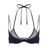 SIGNATURE SWIM LAYERED PLUNGE BIKINI TOP | NAVY CONTRAST