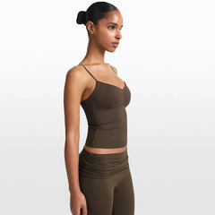 NikeSKIMS MATTE SHIRRED FRONT TANK | DARK SEPIA