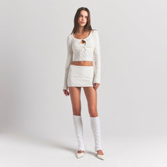 COZY LIGHT CABLE KNIT LEG WARMERS | IVORY