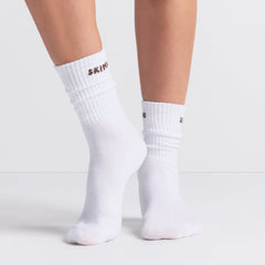 SKIMS SOCKS RIBBED CREW LOGO SOCK 3-PACK | SNOW