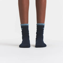 SKIMS SOCKS RIBBED CREW LOGO SOCK | NAVY AND KYANITE