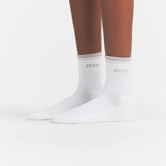 SKIMS SOCKS RIBBED QUARTER CREW LOGO SOCK 3-PACK | STONE MULTI