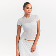 SHEER RIB T-SHIRT | LIGHT HEATHER GREY