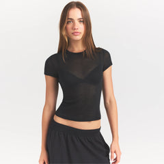 SHEER RIB T-SHIRT | SOOT