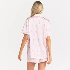 WOVEN SHINE SHORT SLEEP SET | BARELY PINK SNACK BAG
