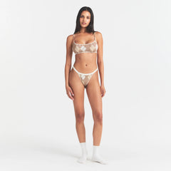 LIGHTWEIGHT COTTON LOGO PICOT THONG | CAFE ARGYLE PRINT