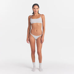 LIGHTWEIGHT COTTON LOGO PICOT THONG | LIGHT HEATHER GREY