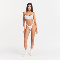 LIGHTWEIGHT COTTON LOGO PICOT THONG | SNOW