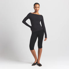 COTTON JERSEY LONG SLEEVE BOATNECK TOP | SOOT