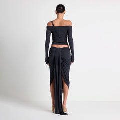 VETTESE X SKIMS SHEER MODAL OFF THE SHOULDER TOP | ONYX
