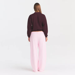 COTTON FLEECE CLASSIC CREWNECK | CURRANT ARCHED SKIMS PLAID