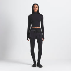 NikeSKIMS VINTAGE SEAMLESS MOCK NECK CROP TOP | OBSIDIAN