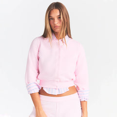 COTTON FLEECE SHRUNKEN CARDIGAN | CHERRY BLOSSOM