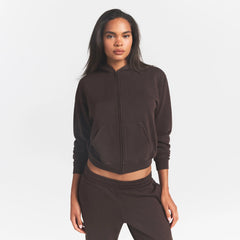 FRENCH TERRY ZIP UP HOODIE | ESPRESSO