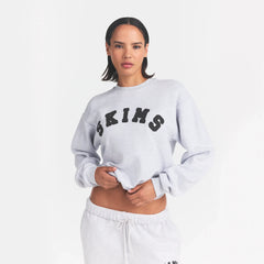COTTON FLEECE LOGO CLASSIC CREWNECK | LIGHT HEATHER GREY WITH ONYX LOGO