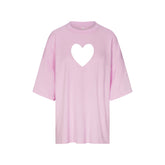 WORN IN JERSEY HEART OVERSIZED T-SHIRT | BABY PINK