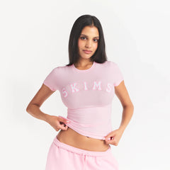 COTTON JERSEY LOGO T-SHIRT | CHERRY BLOSSOM WITH SNOW LOGO