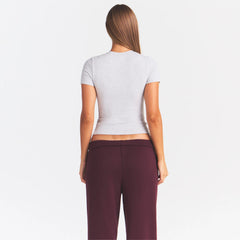 COTTON JERSEY LOGO T-SHIRT | LIGHT HEATHER GREY ARCHED SKIMS PLAID