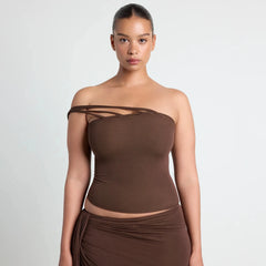 VETTESE X SKIMS SHEER MODAL TOP | COCOA