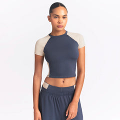 NikeSKIMS MATTE SHINE MIX CROPPED BABY T-SHIRT | DEEP ROYAL AND STONE