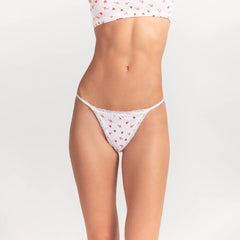 LIGHTWEIGHT COTTON POINTELLE LACE STRING THONG | SNOW ARROWED HEARTS