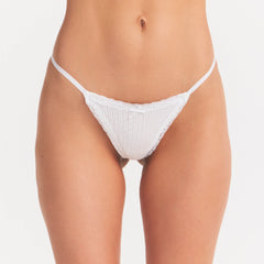 LIGHTWEIGHT COTTON POINTELLE LACE STRING THONG | SNOW