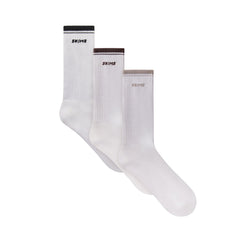 SKIMS SOCKS RIBBED CREW LOGO SOCK 3-PACK | STONE MULTI