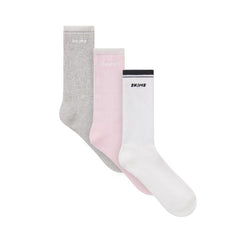 SKIMS SOCKS RIBBED CREW LOGO SOCK 3-PACK | CHERRY BLOSSOM MULTI