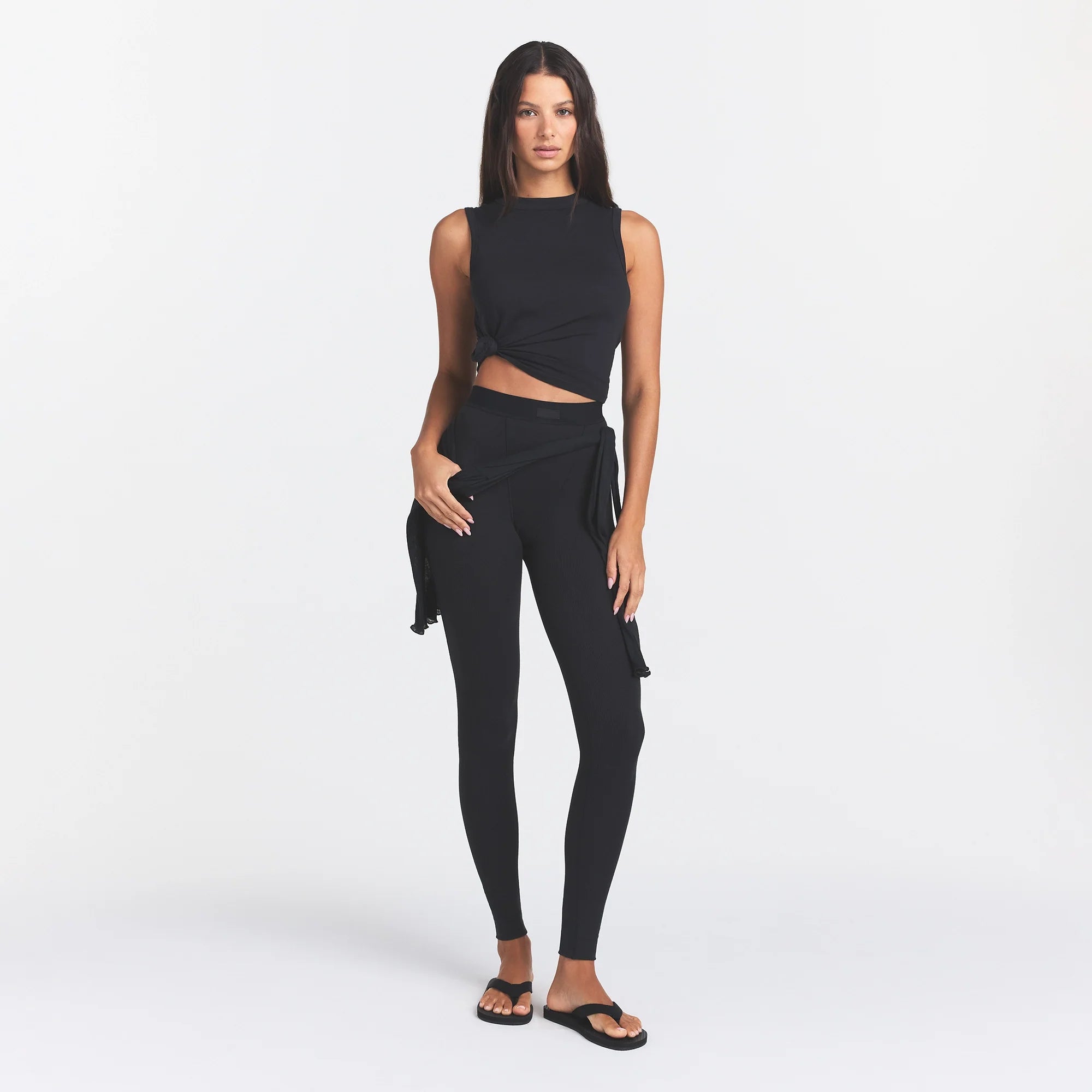 COTTON RIB LEGGING | SOOT