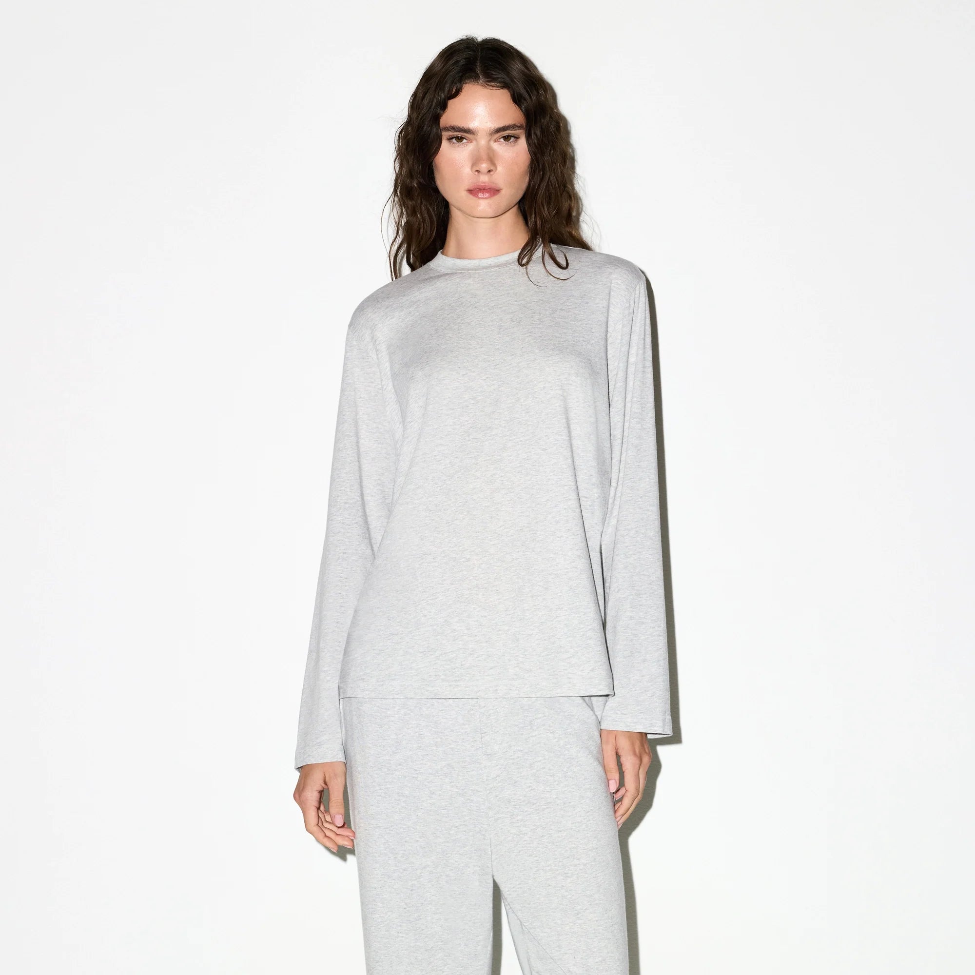 BOYFRIEND LONG SLEEVE T-SHIRT | LIGHT HEATHER GREY