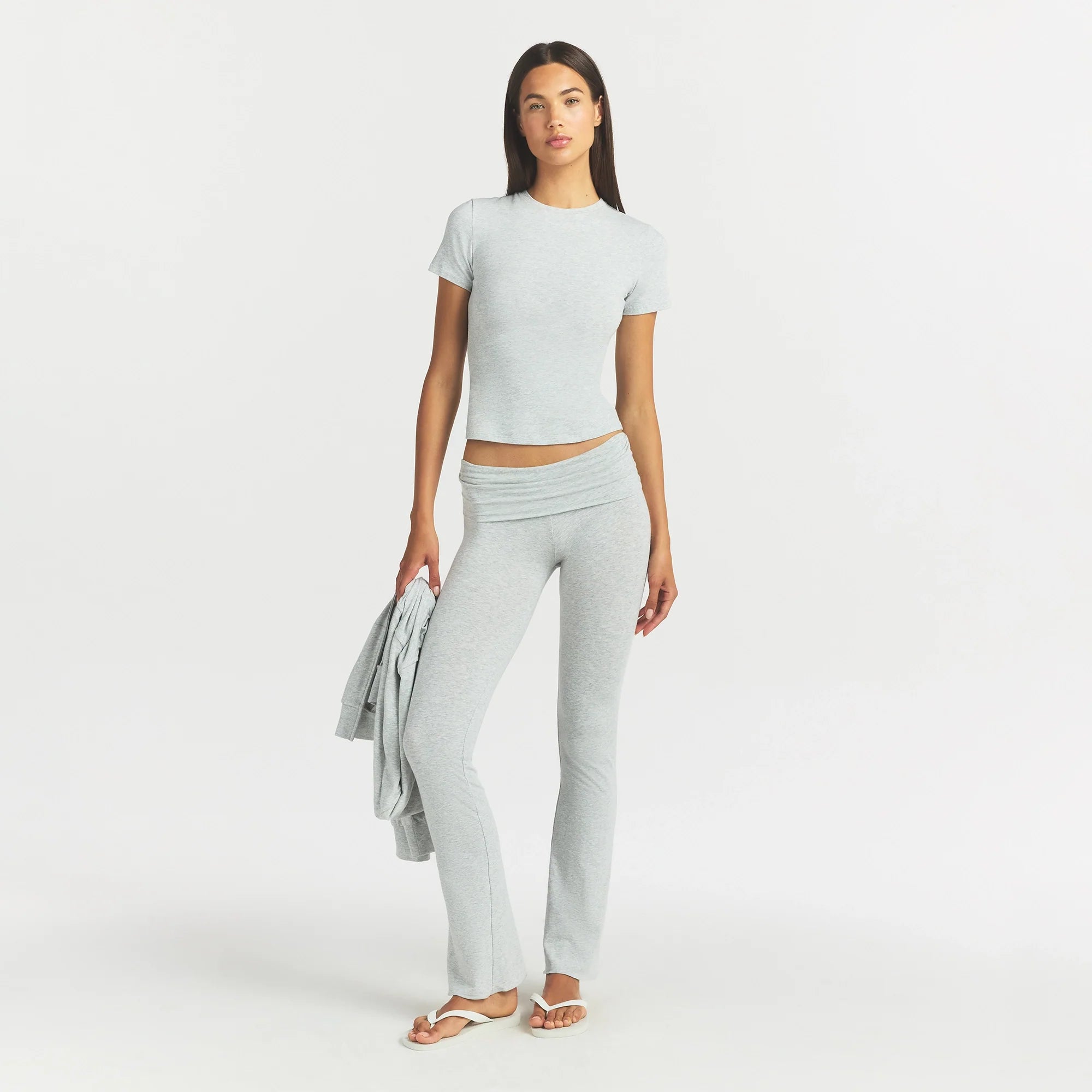 COTTON JERSEY FOLDOVER PANT | LIGHT HEATHER GREY
