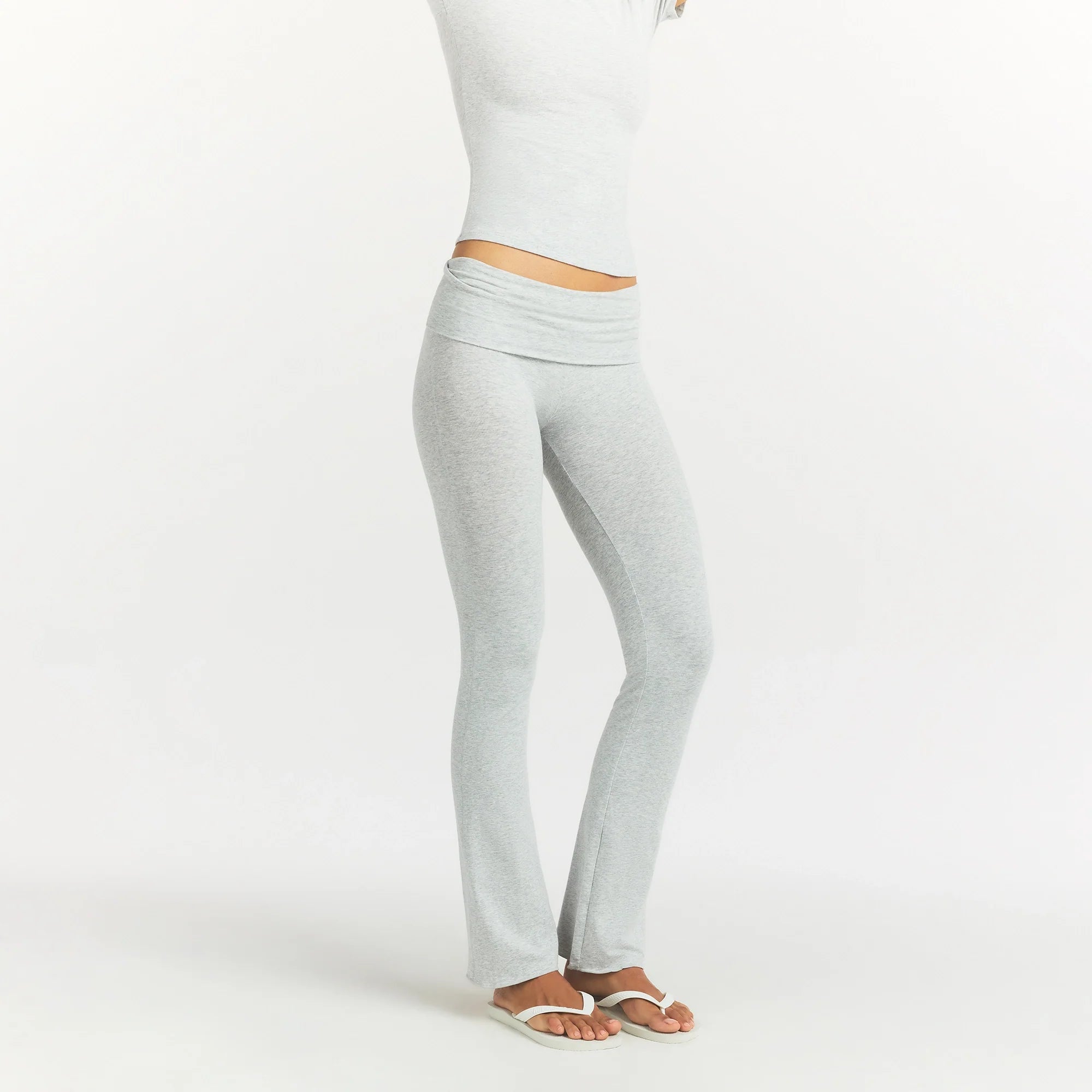 COTTON JERSEY FOLDOVER PANT | LIGHT HEATHER GREY