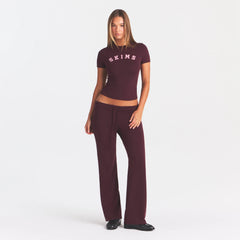 COTTON JERSEY STRAIGHT LEG PANT | CURRANT