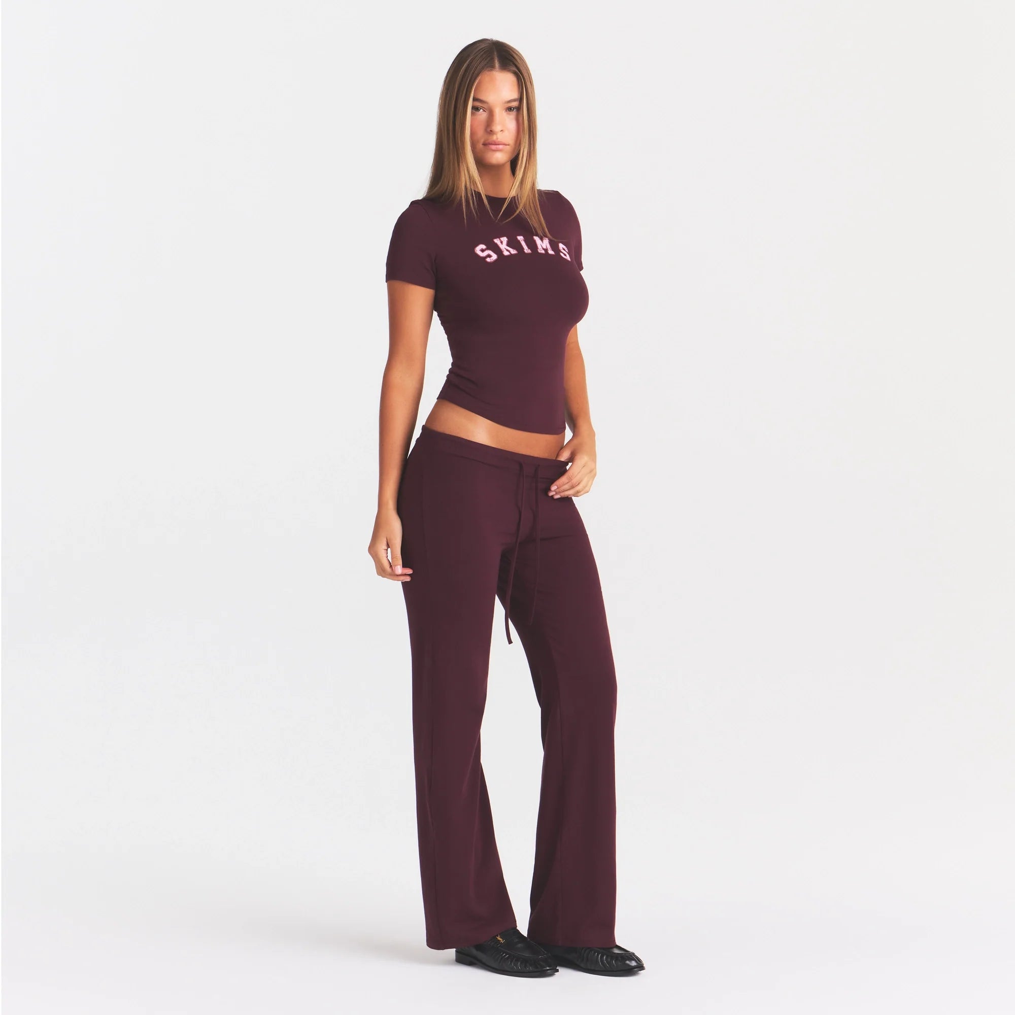 COTTON JERSEY STRAIGHT LEG PANT | CURRANT