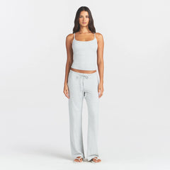 COTTON JERSEY STRAIGHT LEG PANT | LIGHT HEATHER GREY