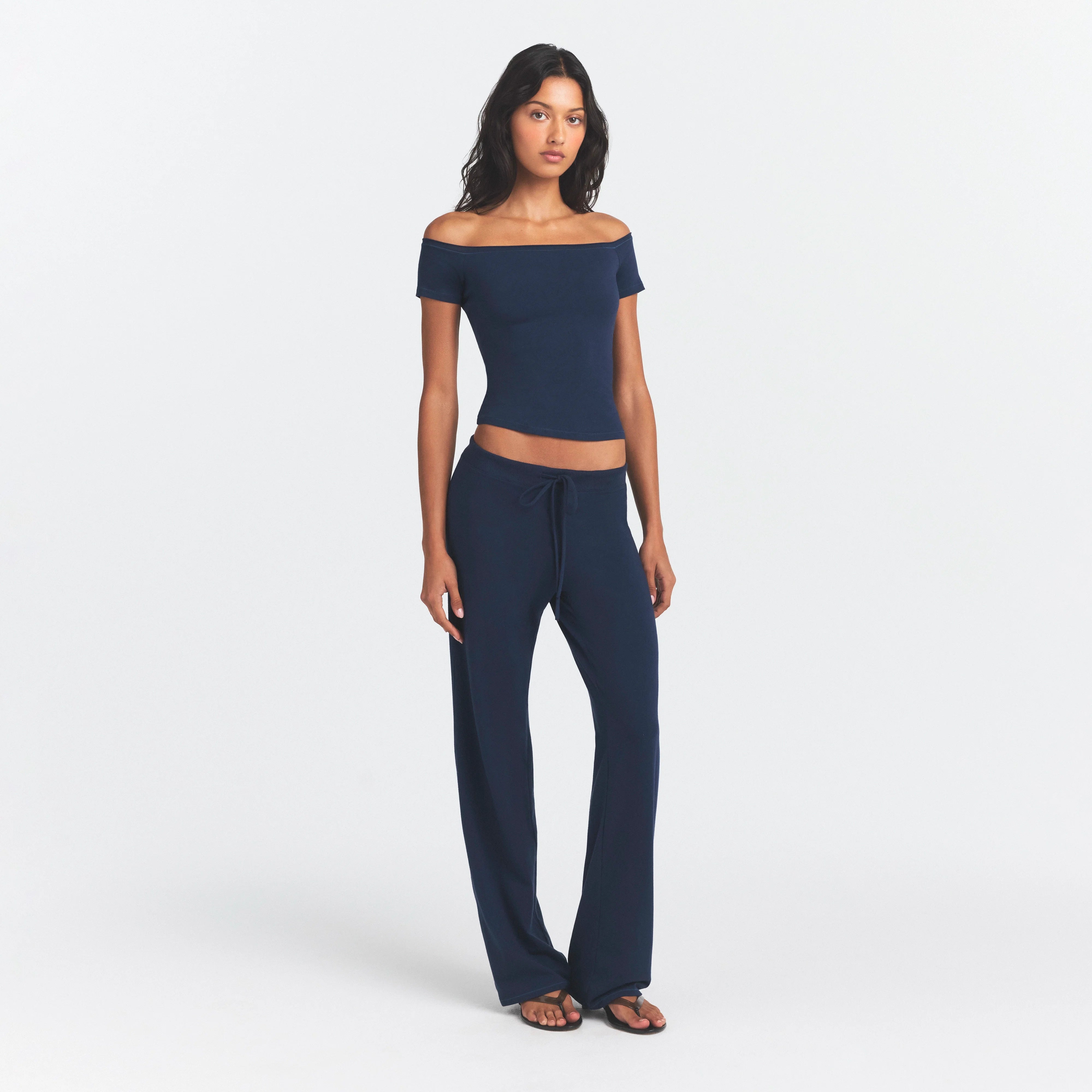 COTTON JERSEY STRAIGHT LEG PANT | NAVY