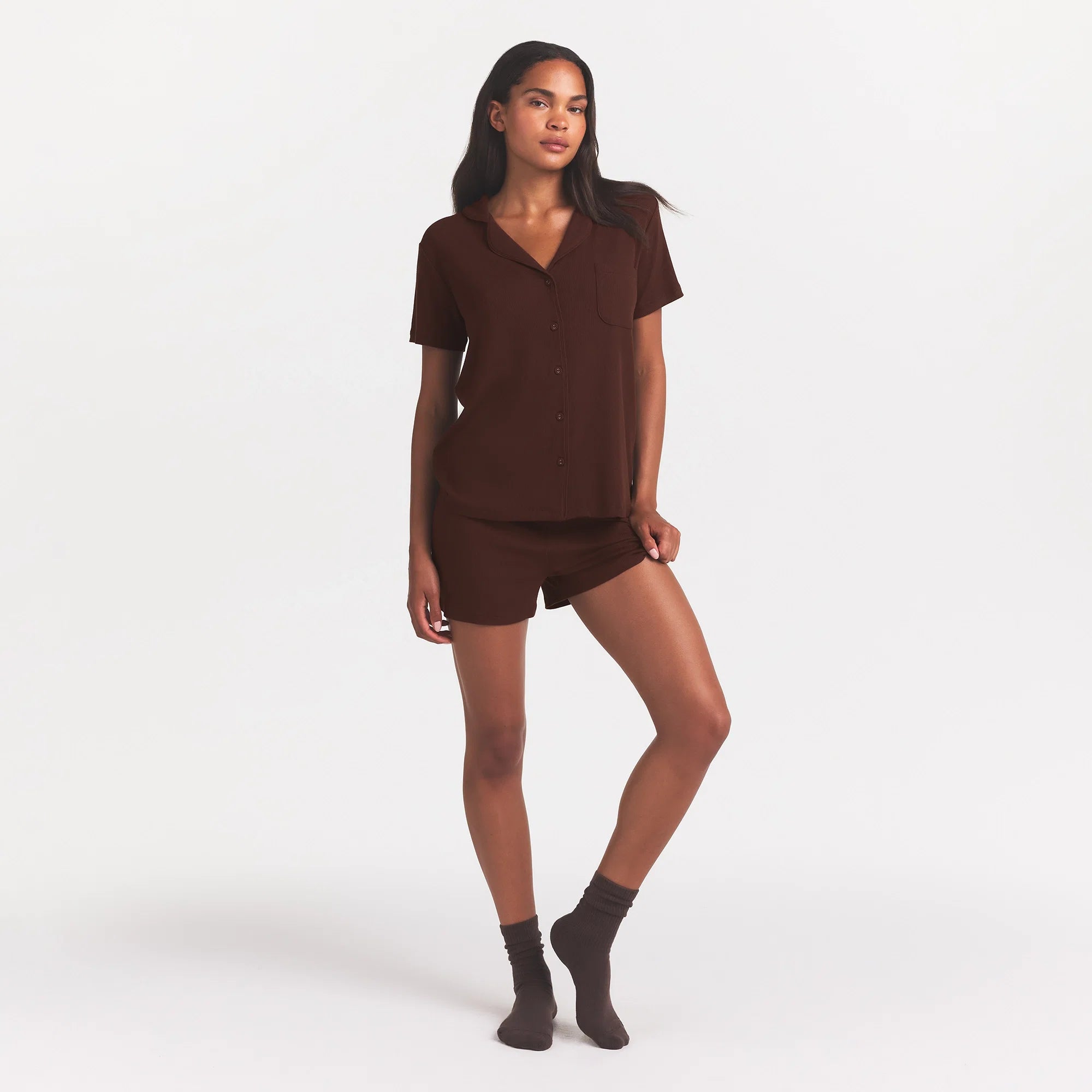 SOFT LOUNGE SHORT SLEEP SET | COCOA