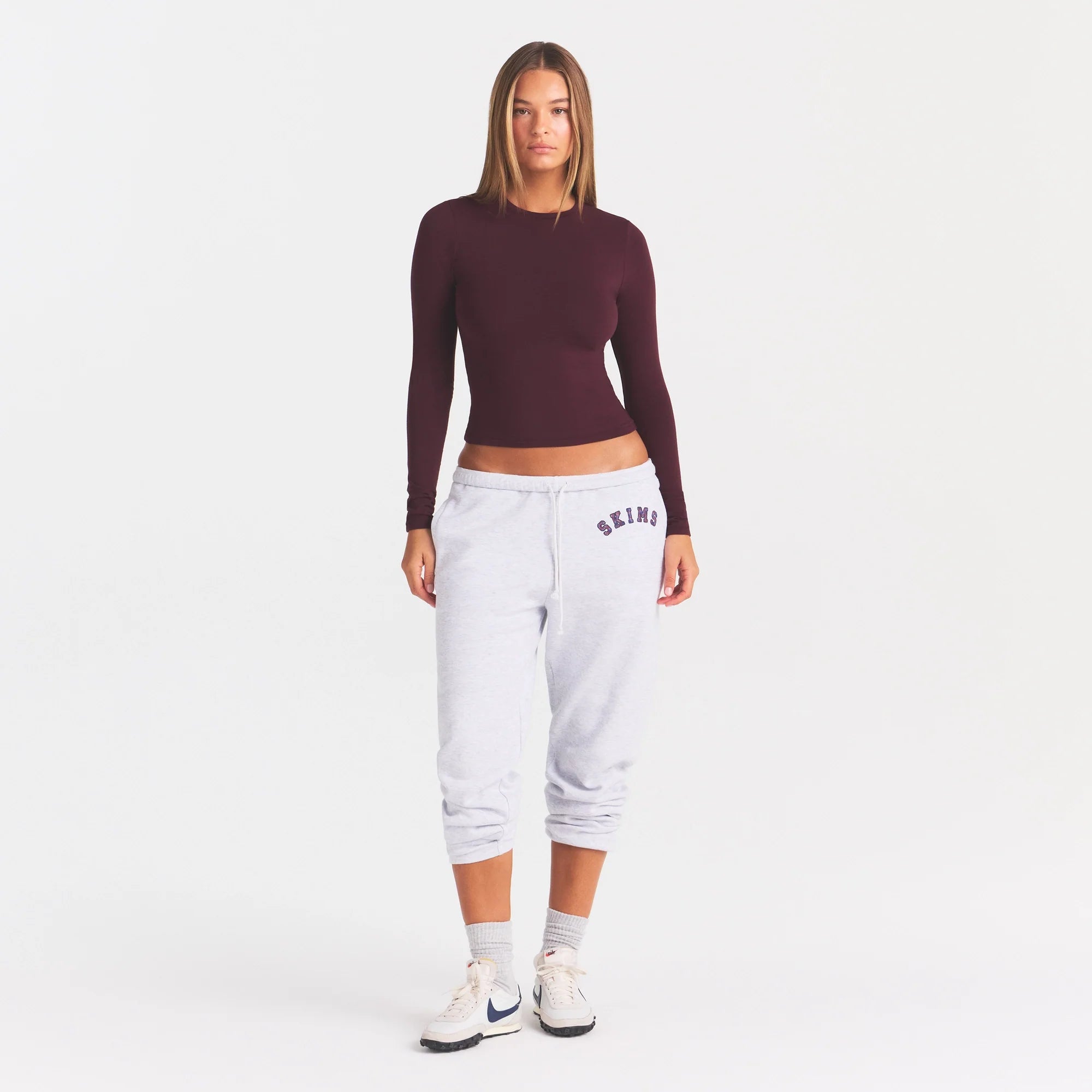 COTTON JERSEY LONG SLEEVE T-SHIRT | CURRANT