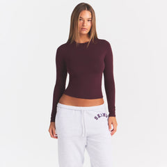 COTTON JERSEY LONG SLEEVE T-SHIRT | CURRANT