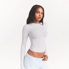 COTTON JERSEY LONG SLEEVE T-SHIRT | LIGHT HEATHER GREY